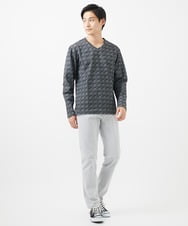 MKKAA19059 MK MICHEL KLEIN HOMME(MKミッシェルクランオム) 【大きいサイズあり】Vネック長袖カットソー/ストームジャガード ブラック