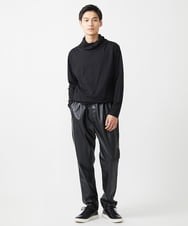 MKKAC08090 MK MICHEL KLEIN HOMME(MKミッシェルクランオム) ハイネックカットソー/シルキーポンチ ブラック