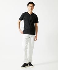 MKKGA72079 MK MICHEL KLEIN HOMME(MKミッシェルクランオム) ストライプ柄VネックTシャツ ブラック(94)