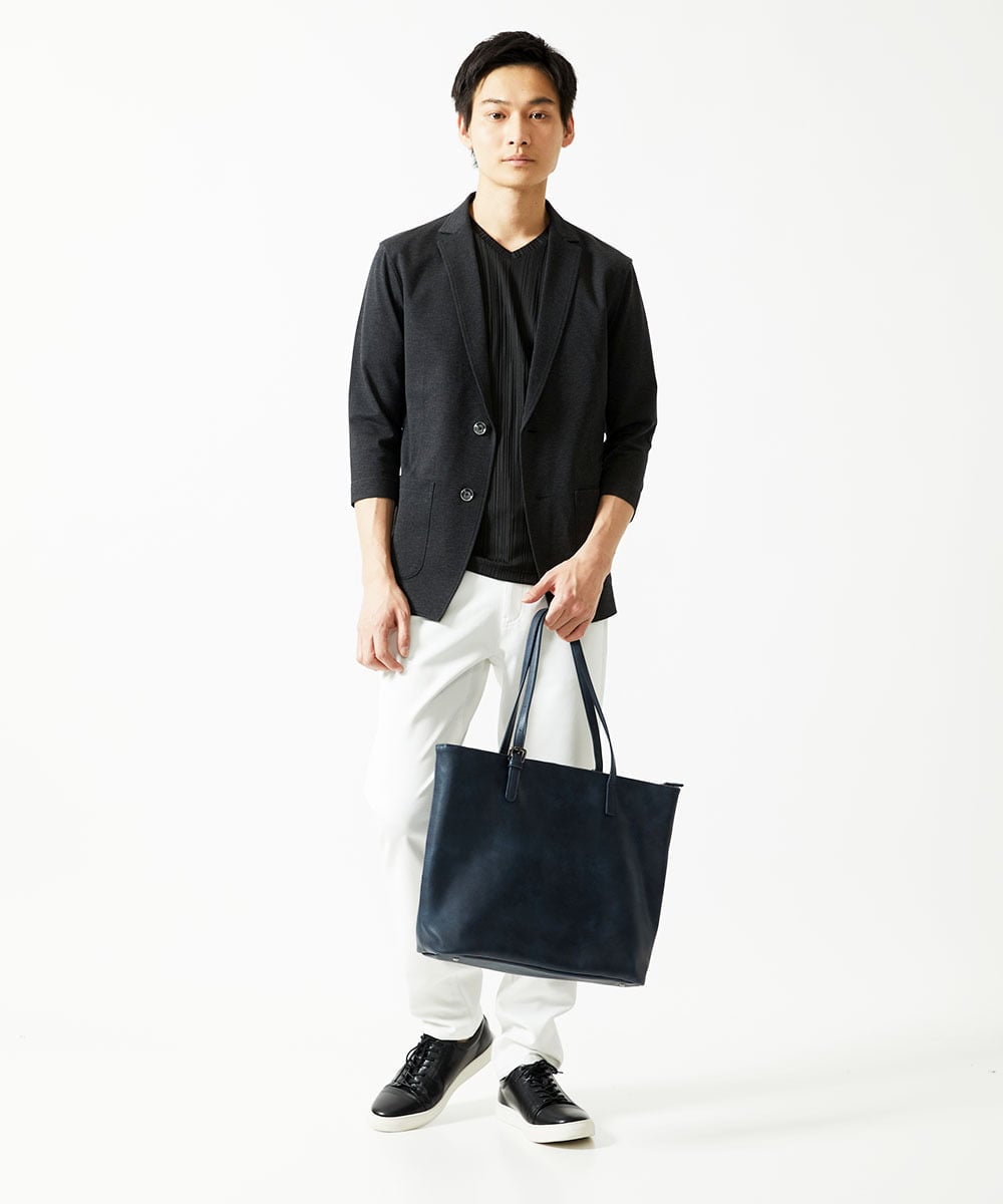 MKKGA72079 MK MICHEL KLEIN HOMME(MKミッシェルクランオム) ストライプ柄VネックTシャツ ブラック(94)