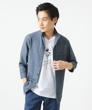 MKKGC10063 MK MICHEL KLEIN HOMME(MKミッシェルクランオム) フラワー刺繍VネックTシャツ/シルキーポンチ ホワイト