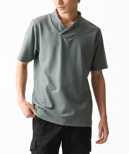 MKKGC18079 MK MICHEL KLEIN HOMME ショールカラーTシャツ