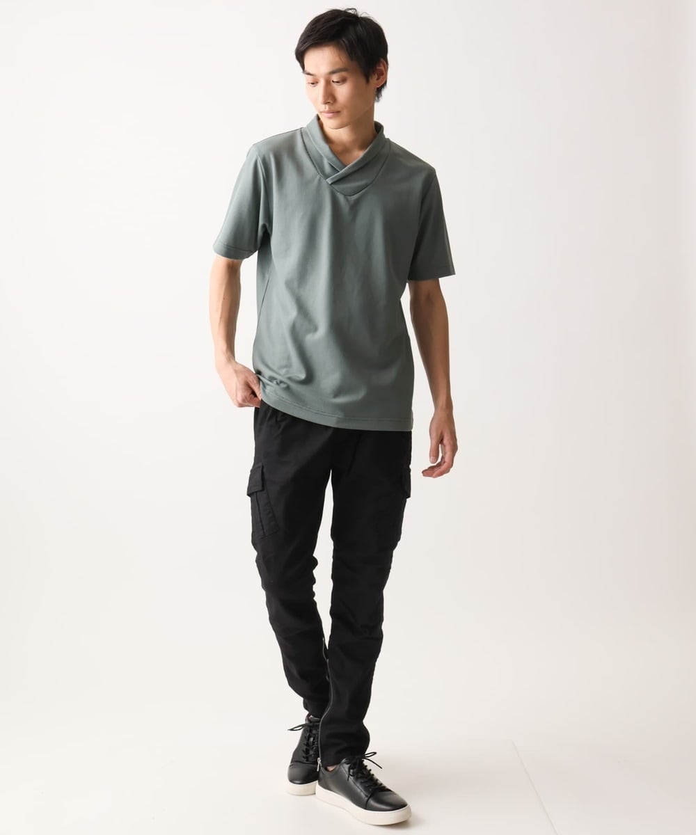 MKKGC18079 MK MICHEL KLEIN HOMME(MKミッシェルクランオム) ショールカラーTシャツ カーキ