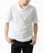 MKKGC18079 MK MICHEL KLEIN HOMME(MKミッシェルクランオム) ショールカラーTシャツ ホワイト