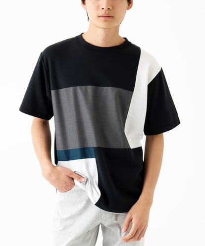 MKKGC85054 MK MICHEL KLEIN HOMME 【接触冷感】ブロック切替Tシャツ