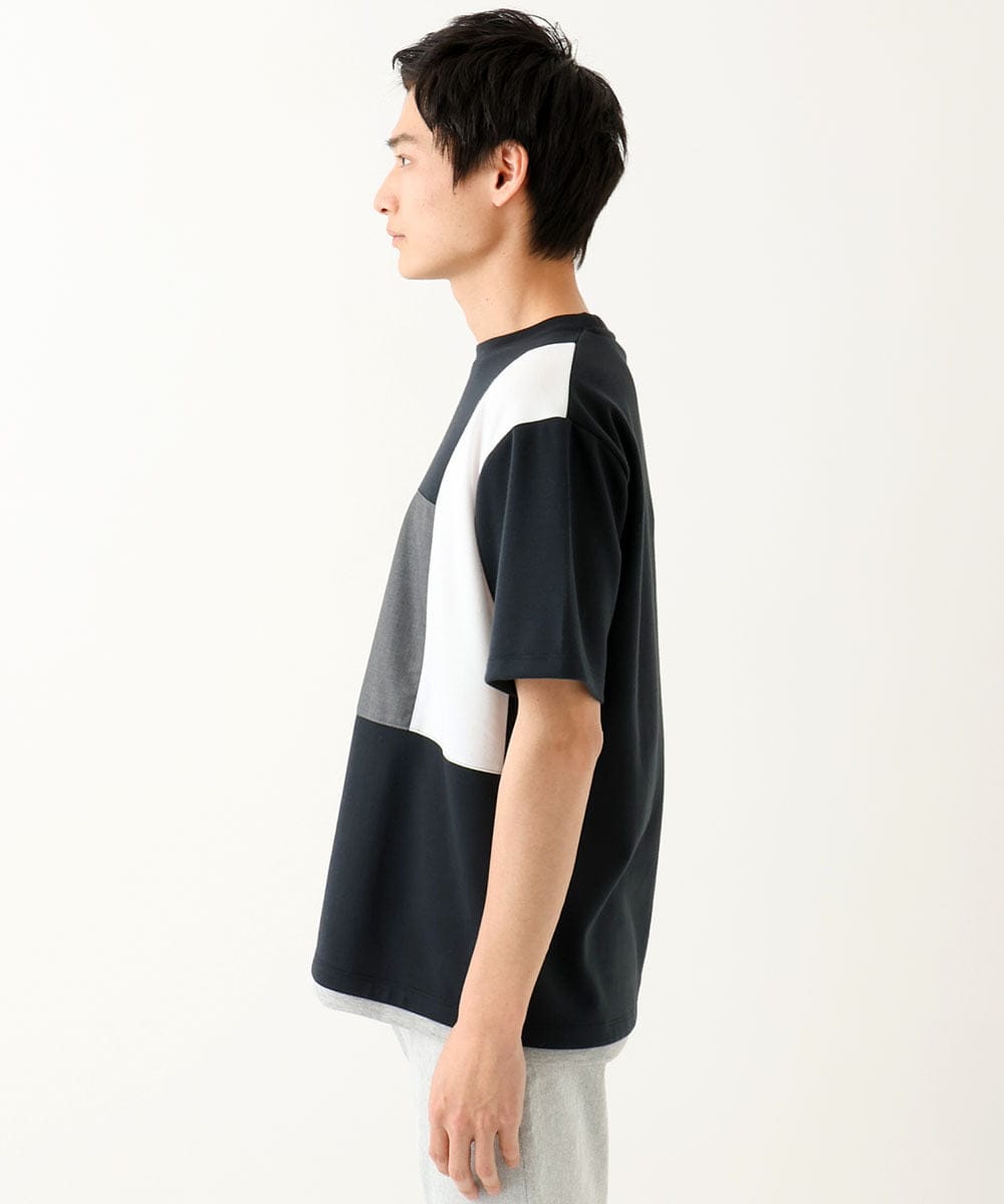 MKKGC85054 MK MICHEL KLEIN HOMME(MKミッシェルクランオム) 【接触冷感】ブロック切替Tシャツ ネイビー(57)