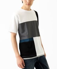 MKKGC85054 MK MICHEL KLEIN HOMME(MKミッシェルクランオム) 【接触冷感】ブロック切替Tシャツ ホワイト(90)