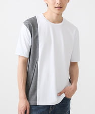 MKKIX05069 MK MICHEL KLEIN HOMME(MKミッシェルクランオム) 【限定展開】Tシャツ/ダブルストライプ切り替えBIGシルエット ホワイト