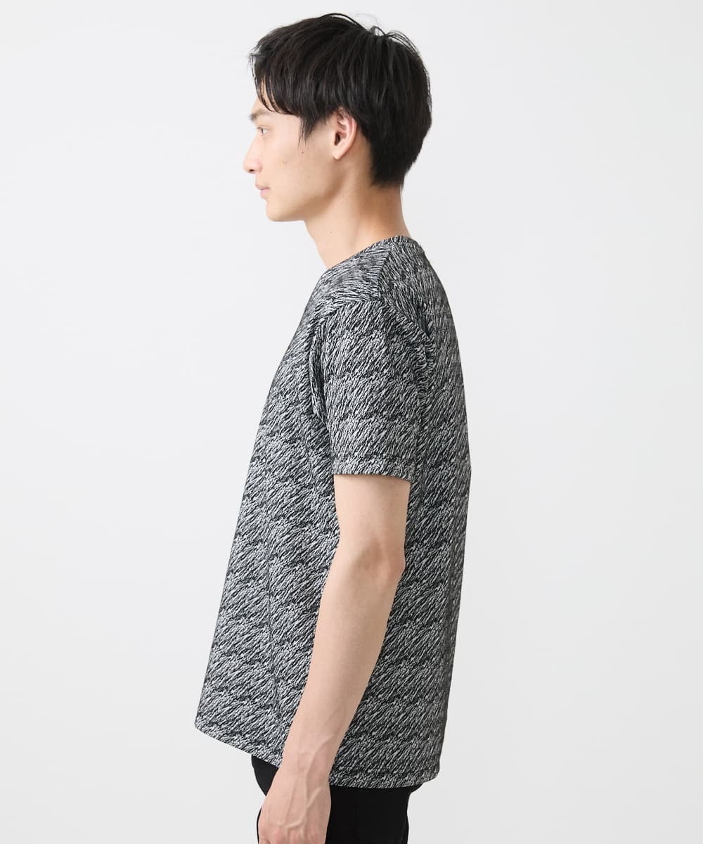 MKKIX17059 MK MICHEL KLEIN HOMME(MKミッシェルクランオム) 【ON/OFF対応】Vネック半袖Tシャツ/ストームジャガード ブラック