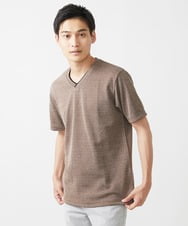 MKKIX18059 MK MICHEL KLEIN HOMME(MKミッシェルクランオム) 【ON/OFF対応】VネックTシャツ/メランジワッフル ネイビー