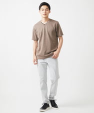 MKKIX18059 MK MICHEL KLEIN HOMME(MKミッシェルクランオム) 【ON/OFF対応】VネックTシャツ/メランジワッフル ネイビー