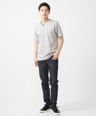 MKKIX18059 MK MICHEL KLEIN HOMME(MKミッシェルクランオム) 【ON/OFF対応】VネックTシャツ/メランジワッフル ネイビー