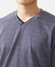 MKKIX18059 MK MICHEL KLEIN HOMME(MKミッシェルクランオム) 【ON/OFF対応】VネックTシャツ/メランジワッフル ネイビー