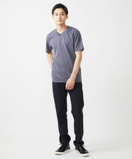 MKKIX18059 MK MICHEL KLEIN HOMME(MKミッシェルクランオム) 【ON/OFF対応】VネックTシャツ/メランジワッフル ネイビー