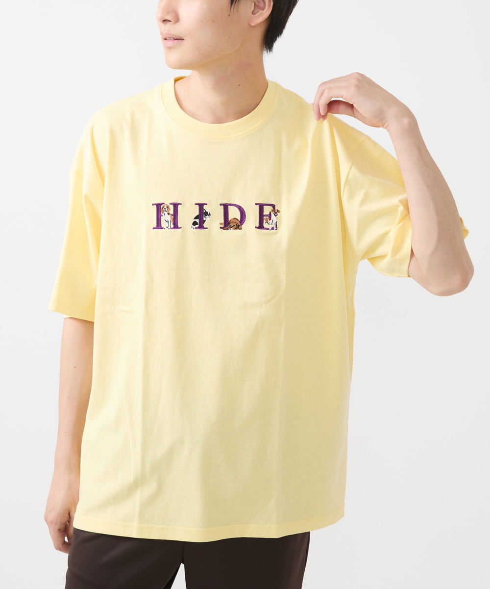 MKKIX88045 MK MICHEL KLEIN HOMME(MKミッシェルクランオム) 【ユニセックスで着られる】Tシャツ/HIDE&SEEKアニマル刺繍 イエロー