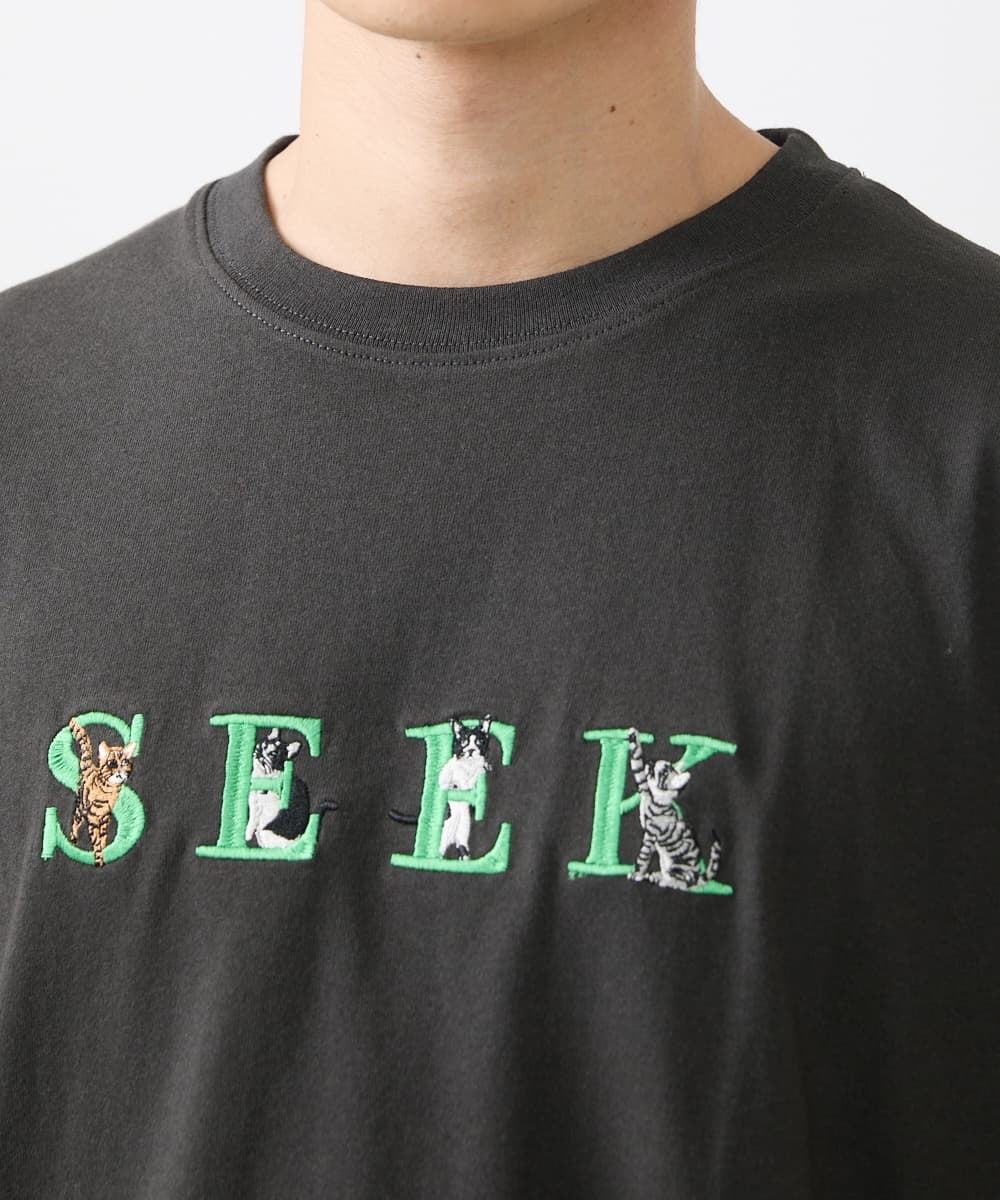 MKKIX88045 MK MICHEL KLEIN HOMME(MKミッシェルクランオム) 【ユニセックスで着られる】Tシャツ/HIDE&SEEKアニマル刺繍 ダークグレー