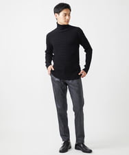 MKLAA61150 MK MICHEL KLEIN HOMME(MKミッシェルクランオム) 【全4サイズ展開】レザー調プリントスラックス/TECEASYレザージャージ ブラック