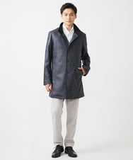 MKUAA61363 MK MICHEL KLEIN HOMME(MKミッシェルクランオム) スタンドコート/TECレザージャージ ブラック