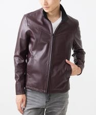 MKWAC01390 MK MICHEL KLEIN HOMME(MKミッシェルクランオム) LAMB LEATHER スタンドカラーブルゾン パープル