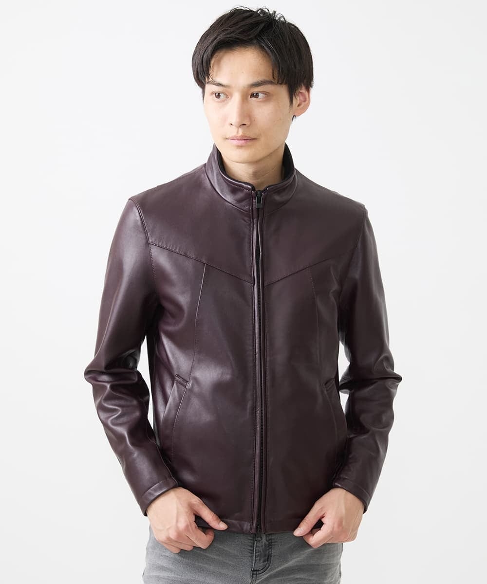 MKWAC01390 MK MICHEL KLEIN HOMME(MKミッシェルクランオム) LAMB LEATHER スタンドカラーブルゾン ブラック