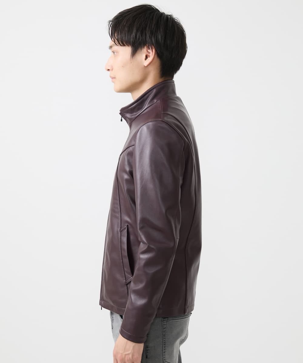 MKWAC01390 MK MICHEL KLEIN HOMME(MKミッシェルクランオム) LAMB LEATHER スタンドカラーブルゾン ブラック