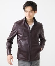 MKWAC01390 MK MICHEL KLEIN HOMME(MKミッシェルクランオム) LAMB LEATHER スタンドカラーブルゾン ブラック