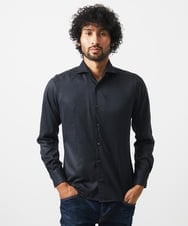 MNBGC37230 MICHEL KLEIN HOMME(ミッシェルクラン オム) スエードストレッチ長袖シャツ ブラック(94)