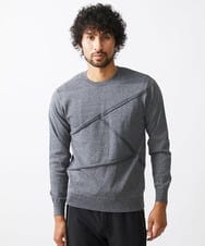 MNFAC50180 MICHEL KLEIN HOMME(ミッシェルクラン オム) 切り替えストレッチクルーネックニット グレー(92)