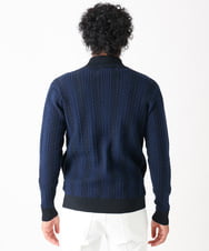 MNFAC52230 MICHEL KLEIN HOMME(ミッシェルクラン オム) へリンボンニットカーディガン ネイビー(57)