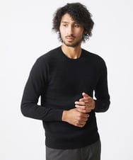 MNFCA58330 MICHEL KLEIN HOMME(ミッシェルクラン オム) ウェーブ柄カシミヤクルーネックニット ブラック(94)