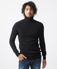 MNFCA59330 MICHEL KLEIN HOMME(ミッシェルクラン オム) ウェーブ柄カシミヤタートルネックニット ブラック(94)