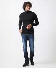 MNFCA59330 MICHEL KLEIN HOMME(ミッシェルクラン オム) ウェーブ柄カシミヤタートルネックニット ブラック(94)