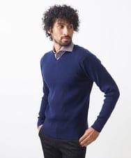 MNFCC61200 MICHEL KLEIN HOMME(ミッシェルクラン オム) リブ編みVネックニット ネイビー(57)