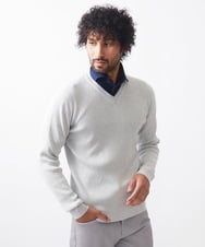 MNFCC61200 MICHEL KLEIN HOMME(ミッシェルクラン オム) リブ編みVネックニット ライトグレー（91）