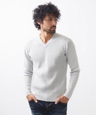 MNFCC61200 MICHEL KLEIN HOMME(ミッシェルクラン オム) リブ編みVネックニット ライトグレー（91）