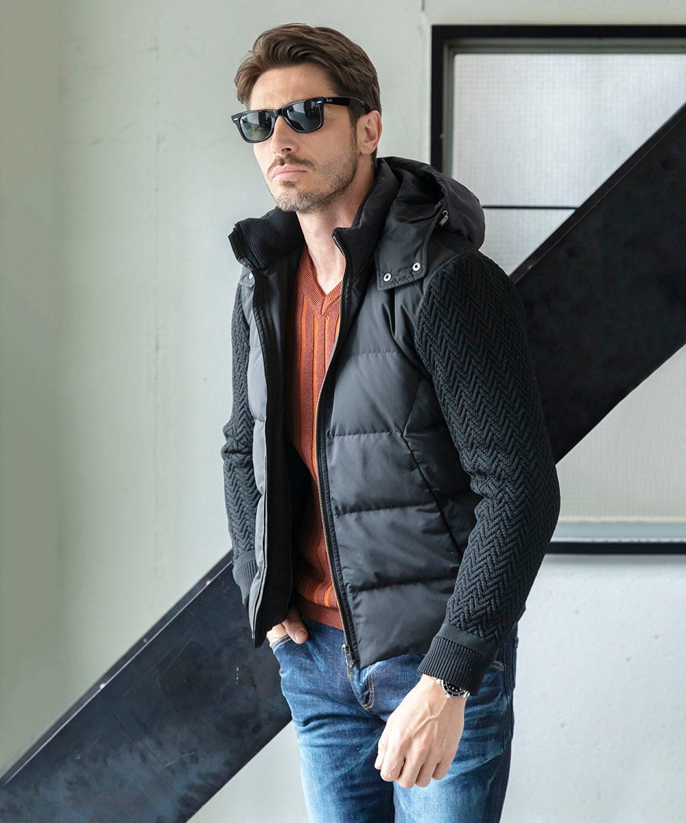 MNJAA57500 MICHEL KLEIN HOMME(ミッシェルクラン オム) コンビネーションダウンブルゾン ブラック(94)