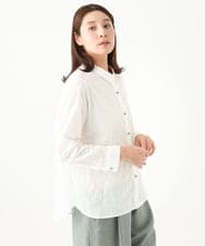 NGBEB56230 GIANNI LO GIUDICE(ジャンニ ロ ジュディチェ) [洗える・日本製]シャーリングシャンブレーブラウス ホワイト