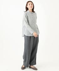 NGBEB56230 GIANNI LO GIUDICE(ジャンニ ロ ジュディチェ) [洗える・日本製]シャーリングシャンブレーブラウス ブラック