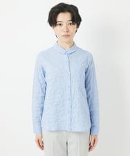 NHBEB56230 GIANNI LO GIUDICE(小さいサイズ)(メゾン ドゥ サンク) [日本製]シャーリングシャンブレーブラウス ブルー