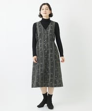 NHEAB50540 GIANNI LO GIUDICE(小さいサイズ)(メゾン ドゥ サンク) [洗える]ウール混ボイルリボンプリントジャンパースカート ブラック