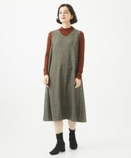 NHEAC85360 GIANNI LO GIUDICE(小さいサイズ)(メゾン ドゥ サンク) [日本製]リベルタチェックワンピース ベージュ系