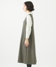 NHEAC85360 GIANNI LO GIUDICE(小さいサイズ)(メゾン ドゥ サンク) [日本製]リベルタチェックワンピース ベージュ系