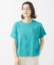 NHKHW01170 GIANNI LO GIUDICE(小さいサイズ)(メゾン ドゥ サンク) コットン天竺刺繍カットソー ブルーグリーン