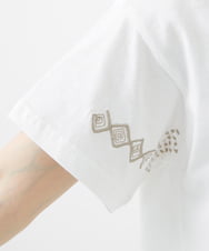 NHKHW01170 GIANNI LO GIUDICE(小さいサイズ)(メゾン ドゥ サンク) コットン天竺刺繍カットソー ホワイト