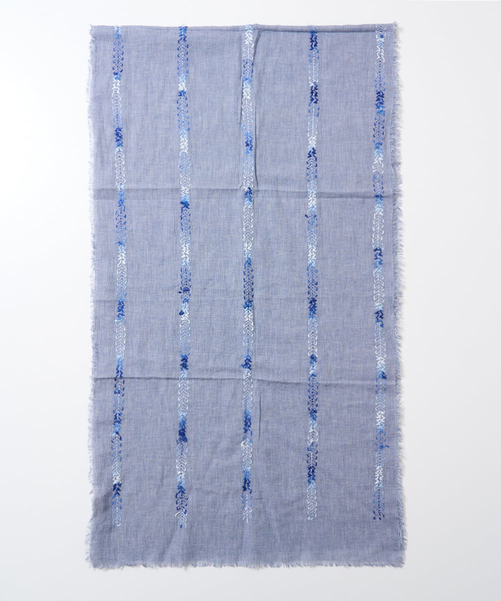 NR3EW01190 GIANNI LO GIUDICE(小さいサイズ)(メゾン ドゥ サンク) インド刺繍コットンストール ライトブルー
