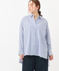 OLBCA08099 eur3(エウルキューブ) 【大きいサイズ】ドロップショルダーロングシャツ ネイビー(57)