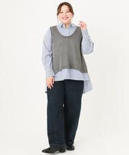 OLBCA08099 eur3(エウルキューブ) 【大きいサイズ】ドロップショルダーロングシャツ ネイビー(57)