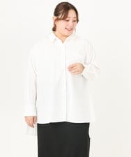 OLBCA08099 eur3(エウルキューブ) 【大きいサイズ】ドロップショルダーロングシャツ ホワイト(90)