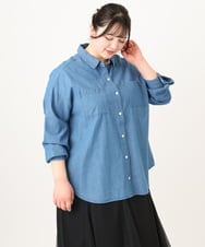 OLBDA03099 eur3(エウルキューブ) 【大きいサイズ】デニムシャツ ブルー(55)