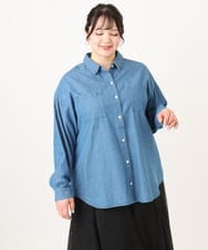 OLBDA03099 eur3(エウルキューブ) 【大きいサイズ】デニムシャツ ブルー(55)